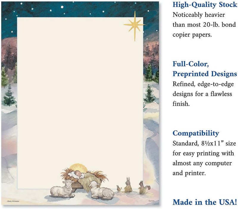 Current Christmas Tree Manger Stationery - Holiday Letters, Printer Paper, 25 Sheets, 8½ x 11 Inch, by - Image 4